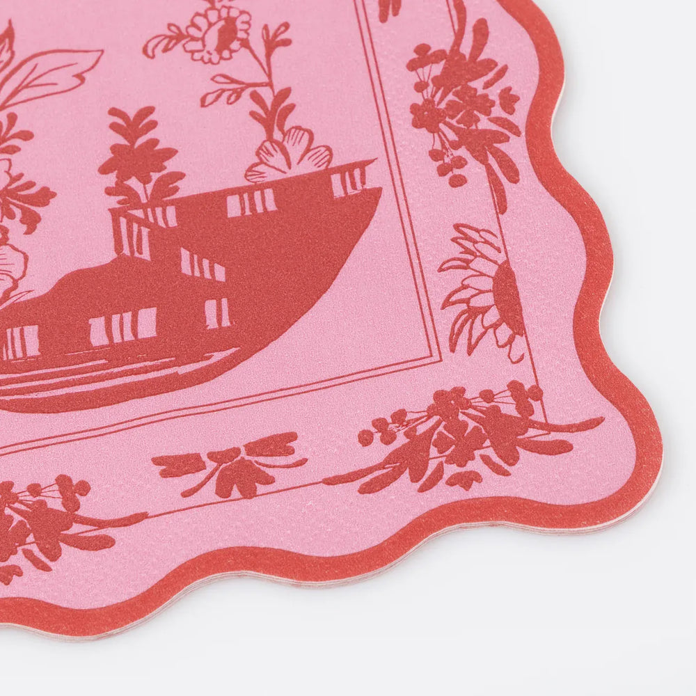 Pink Vintage Botanical Small Napkins x16 | Meri Meri | Little Big Party Napkins Pink Vintage Botanical Small Napkins x16