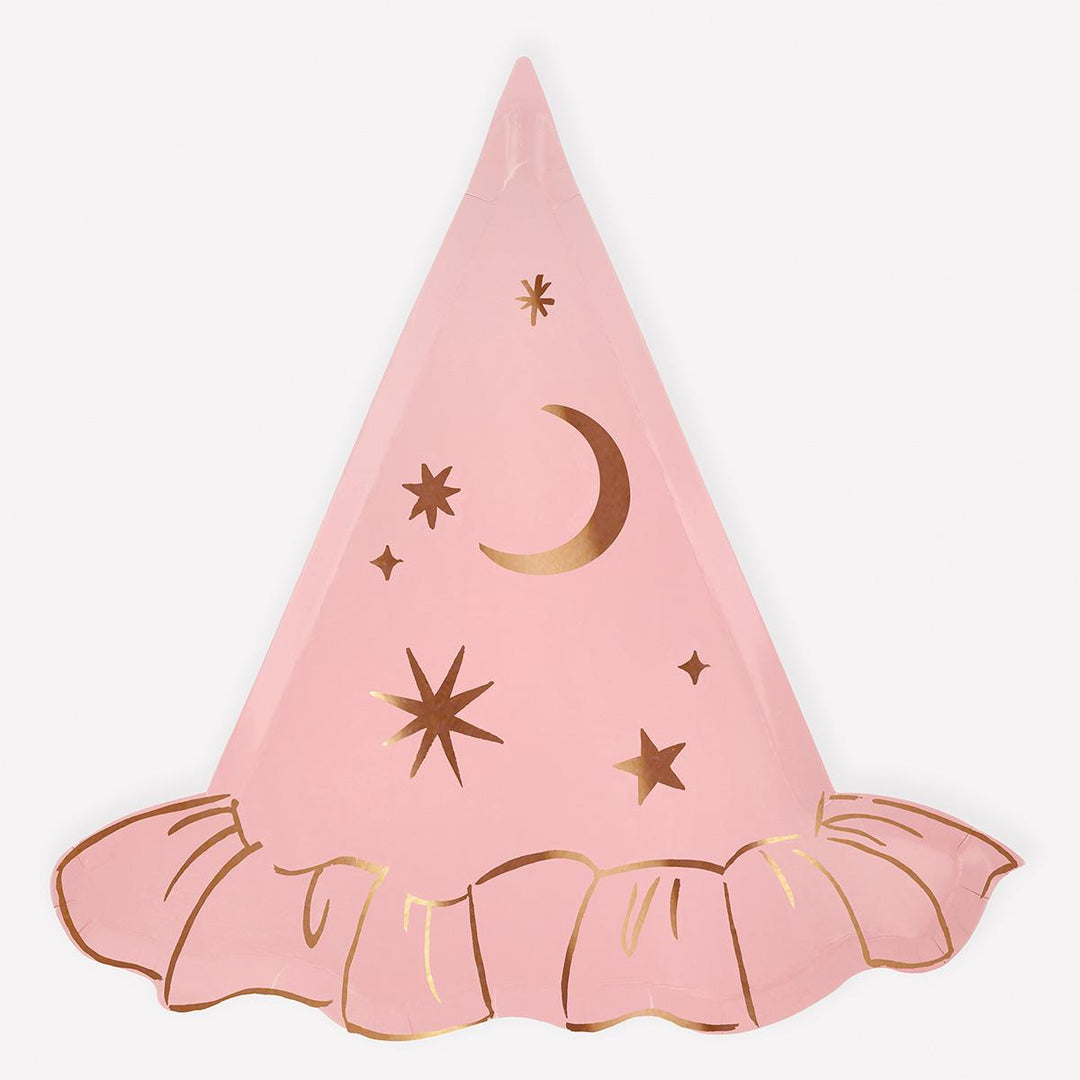Pink Witch Hat Party Plates x 8 | Meri Meri Halloween Table party plates Pink Witch Hat Party Plates x 8