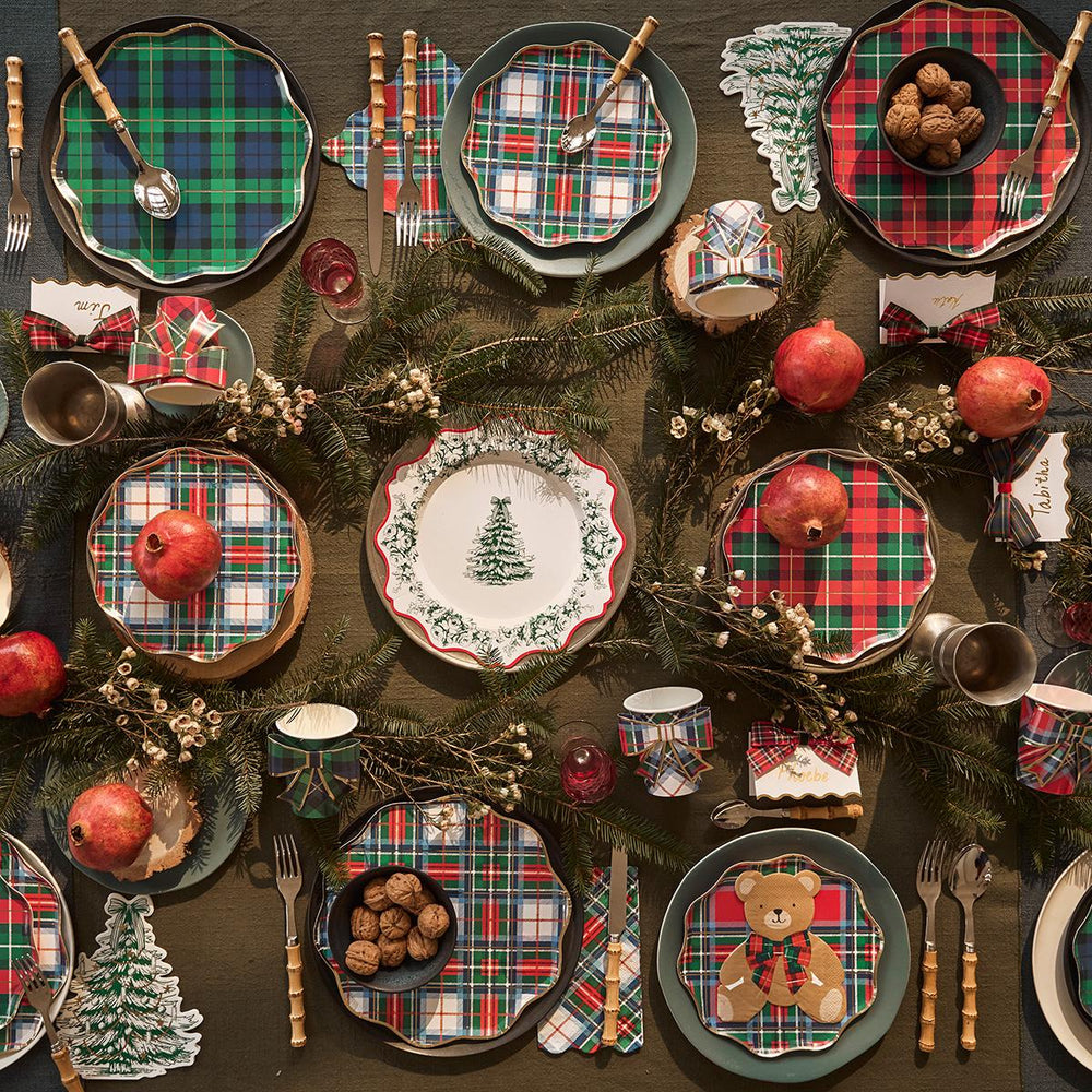 Plaid Bow Christmas Place Cards x 6 | Meri Meri Place Cards Plaid Bow Christmas Place Cards x 6