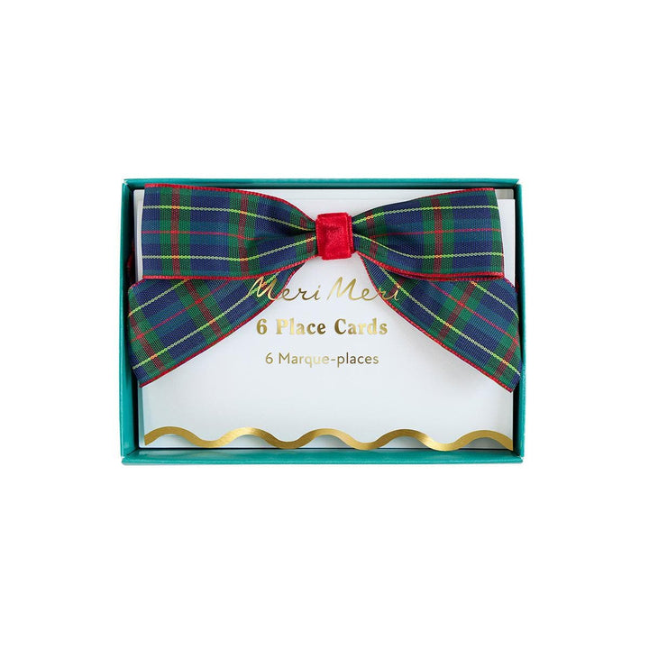 Plaid Bow Christmas Place Cards x 6 | Meri Meri Place Cards Plaid Bow Christmas Place Cards x 6