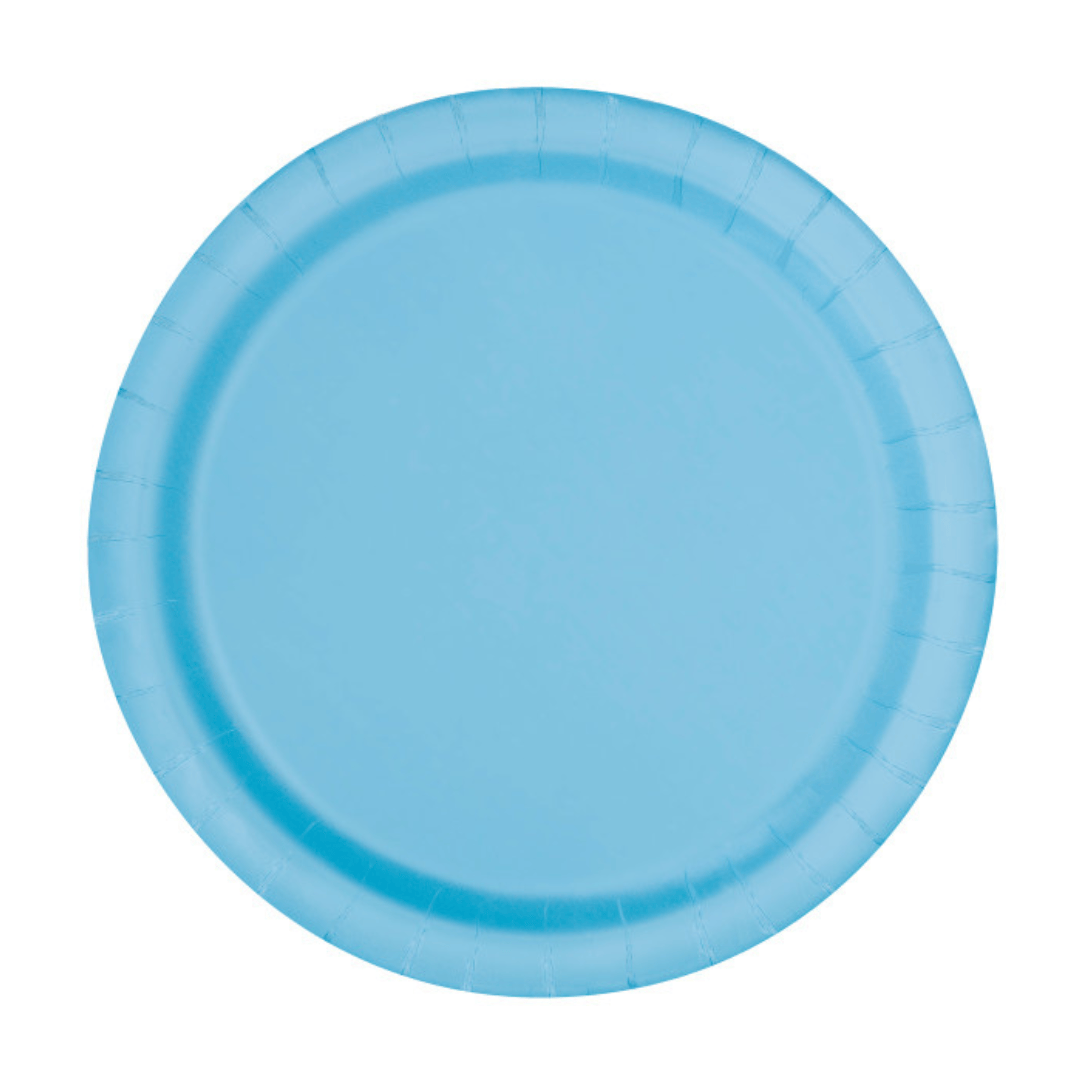 Plain Blue Large Party Plates x 8 - Blue Party Supplies Disposable Plates Plain Blue Large Party Plates x 8