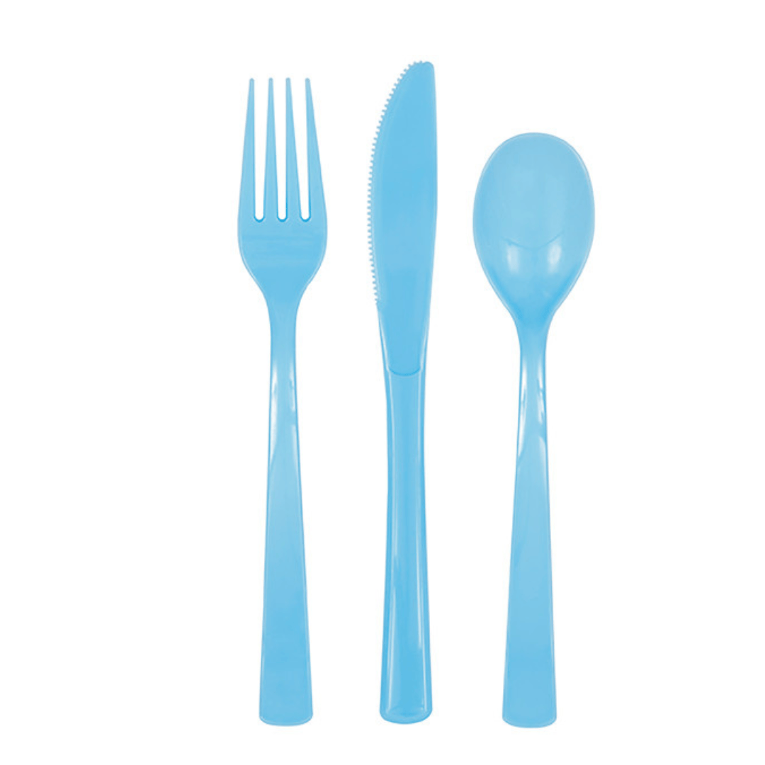 Plain Blue Party Cutlery (Pack of 18) Disposable Cutlery Plain Blue Party Cutlery (Pack of 18)