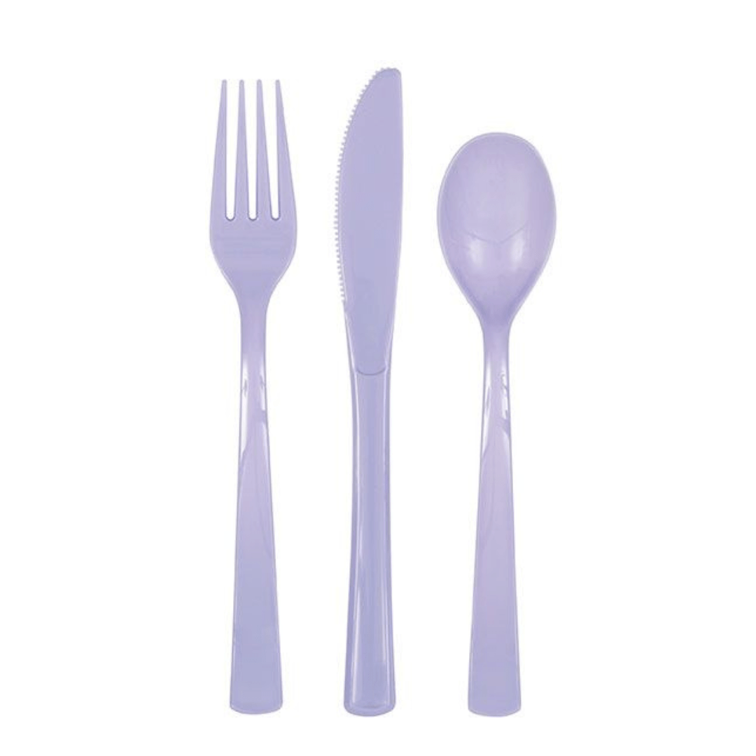 Plain Lavender Party Cutlery (Pack of 18) - Pastel Purple Party Supplies Disposable Cutlery Plain Lavender Party Cutlery (Pack of 18)
