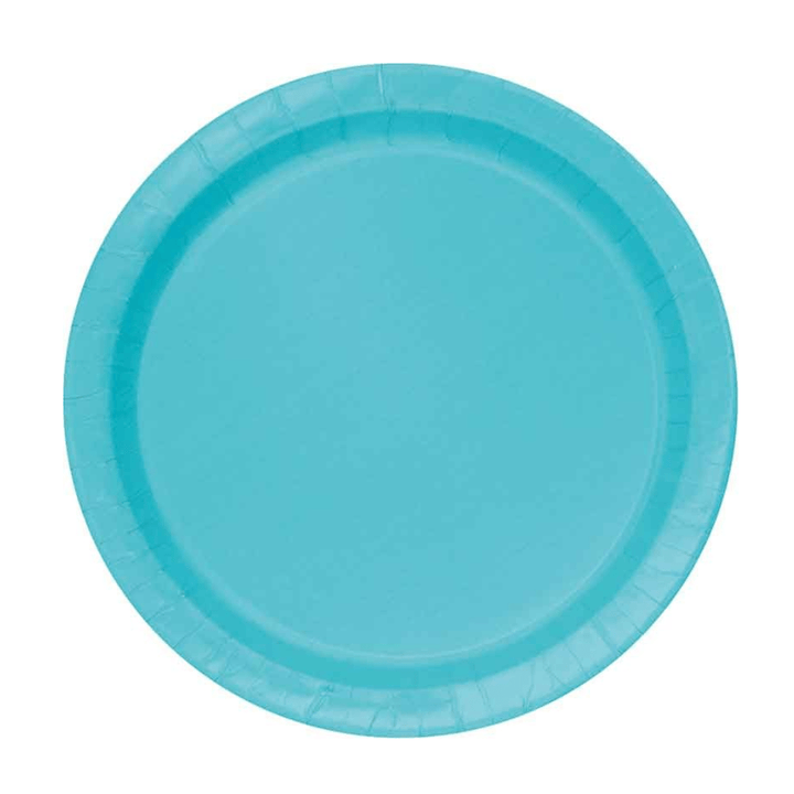 Plain Teal Paper Party Plates x 8 - Teal Party Supplies Disposable Plates Plain Teal Large Paper Plates x 8