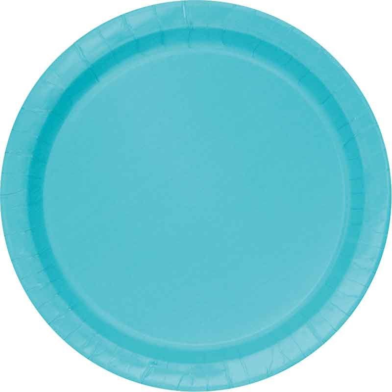 Plain Teal Paper Party Plates x 8 - Teal Party Supplies Disposable Plates Plain Teal Large Paper Plates x 8