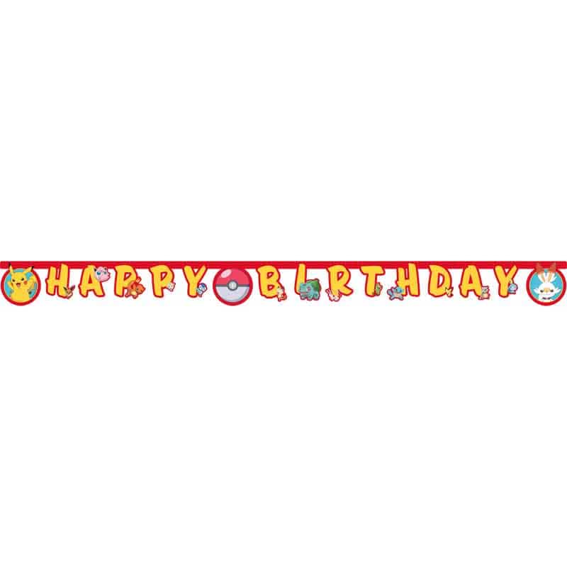 Pokemon Happy Birthday Banner | Pokemon Party Decorations Bunting Pokémon Happy Birthday Party Banner