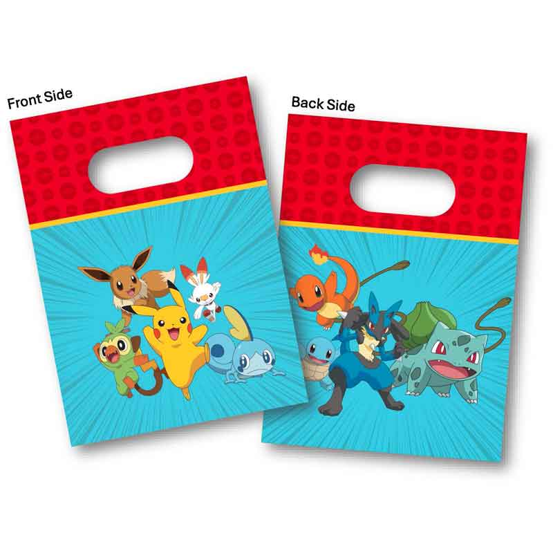 Pokemon Paper Party Bags x 4 | Pokemon Party Supplies Party Bags Pokémon Paper Party Bags x 4