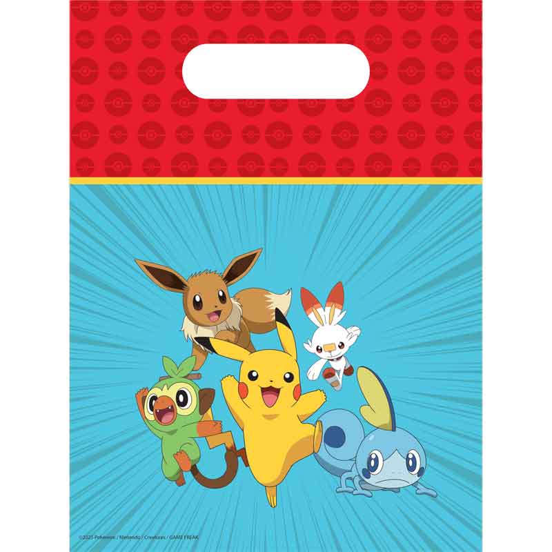 Pokemon Party Bags x 6 | Pokemon Birthday Party Supplies Party Bags Pokémon Plastic Party Bags x 6