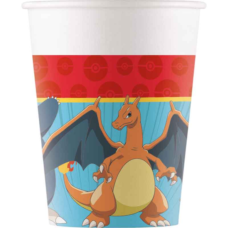 Pokemon Party Cups x 8 | Pokemon Birthday Party Supplies Disposable Cups Pokémon Paper Party Cups x 8
