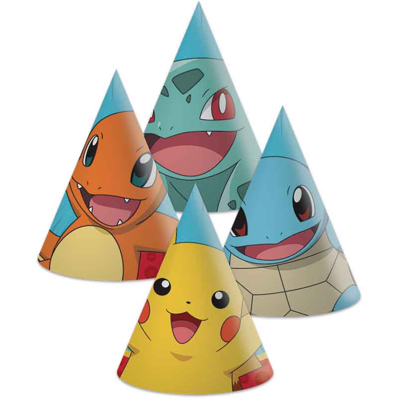 Pokemon Party Hats x 6 | Pokemon Birthday Party Supplies Party Hats Pokémon Paper Party Hats x 6