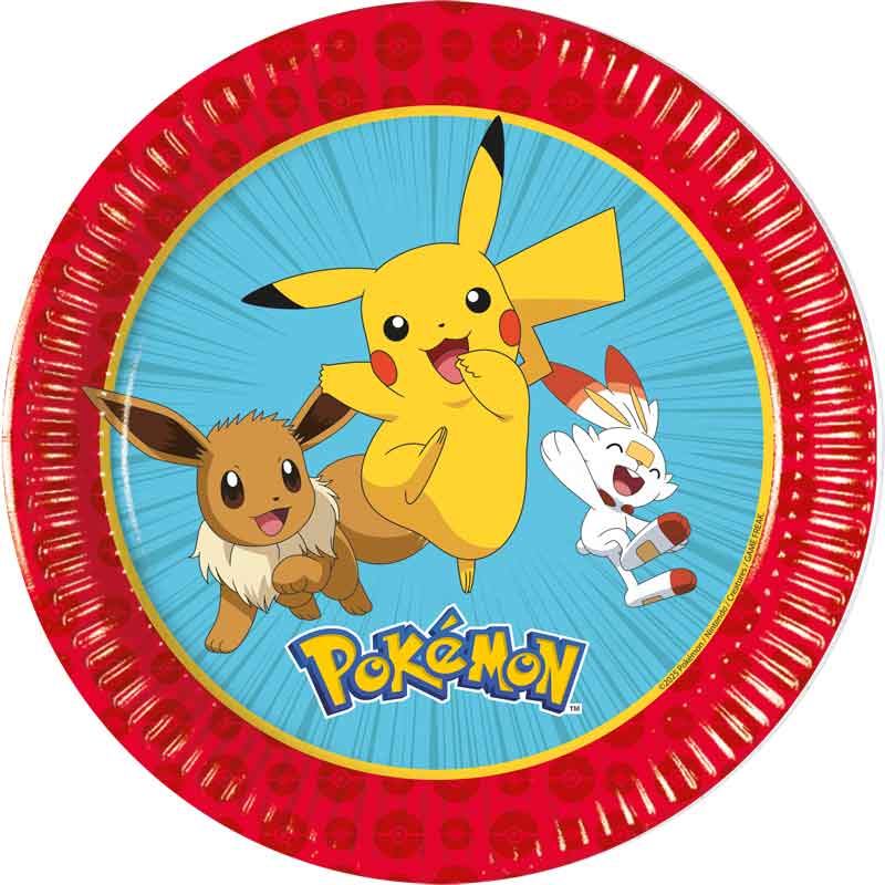 Pokemon Small Party Plates x 8 | Pokemon Party Supplies party plates Pokémon Small Party Plates x 8