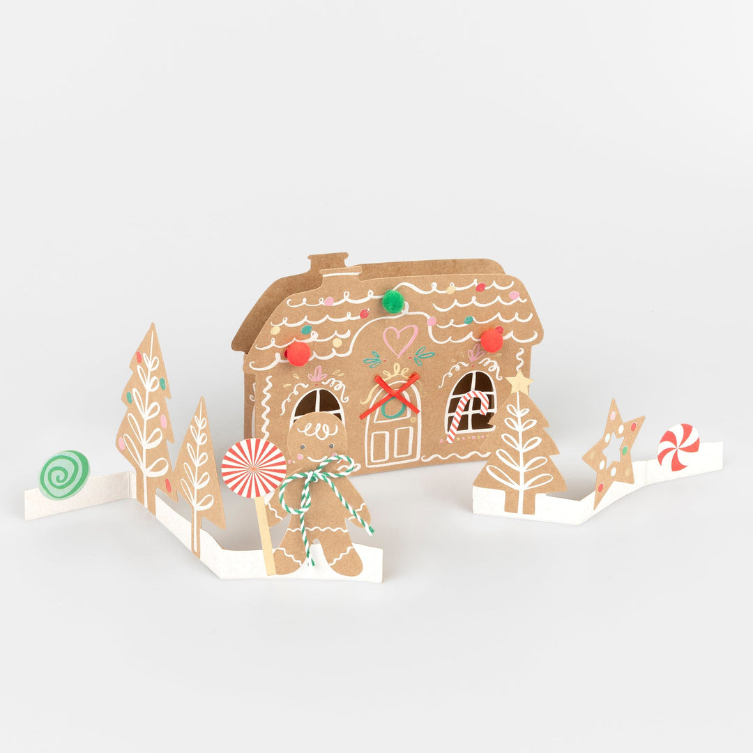 Pop-Up Gingerbread Scene Christmas Card | Meri Meri Christmas Cards Greeting Cards Pop-Up Gingerbread Scene Christmas Card