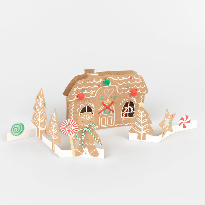 Pop-Up Gingerbread Scene Christmas Card | Meri Meri Christmas Cards Greeting Cards Pop-Up Gingerbread Scene Christmas Card