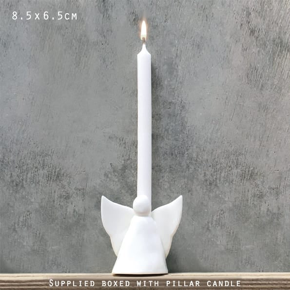 Porcelain Angel Candle Holder with Candle | East of India candle holder East of India Porcelain Angel Candle Holder with Candle