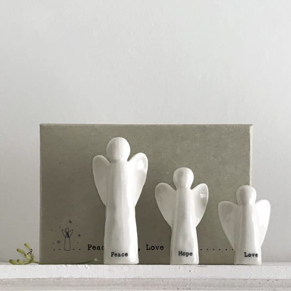 Porcelain Angel Christmas Decorations, Set of 3 | East of India Christmas Decoration East of India Porcelain Angel Christmas Decorations - Set of 3