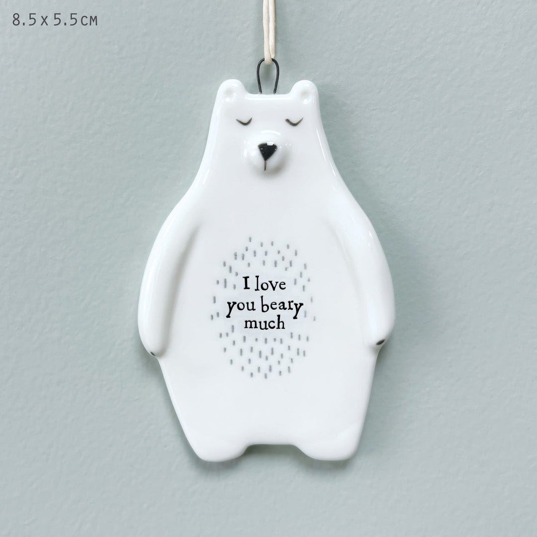 Porcelain Bear Hanger Love You Beary Much | East of India Hanging Decoration East of India Porcelain Bear Hanging Decoration - Love You Beary Much