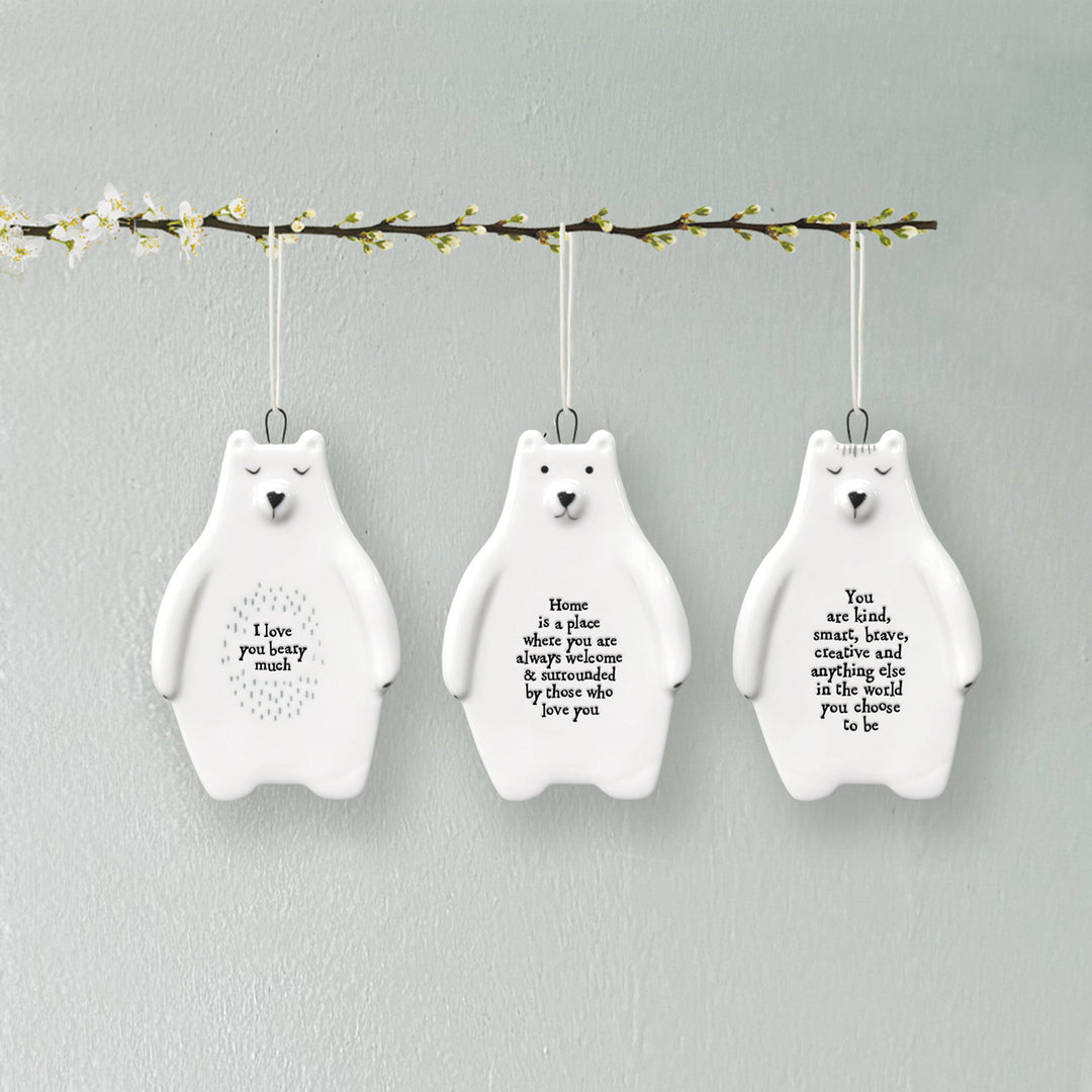 Porcelain Bear Hanging Decoration Home Is a Place | East of India Hanging Decoration East of India Porcelain Bear Hanging Decoration - Home Is a Place