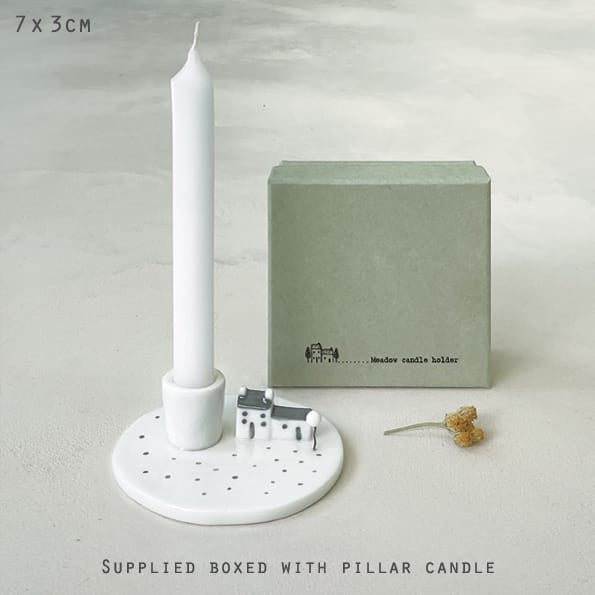 Porcelain Candle Holder Houses in Meadow | East of India candle holder East of India Porcelain Candle Holder - Houses in Meadow