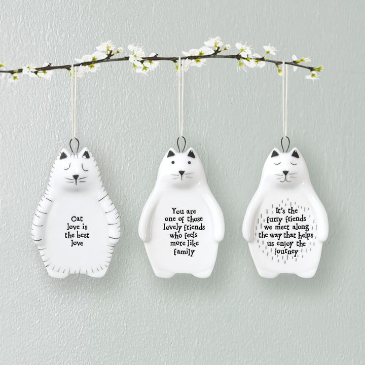 Porcelain Cat Hanger Furry Friends Help Us Enjoy | East of India Hanging Decoration East of India Porcelain Cat Hanging Decoration - Furry Friends Help Us Enjoy the Journey