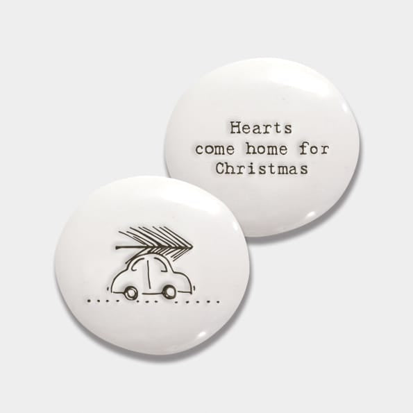 Porcelain Christmas Pebble Hearts Come Home | East of India gift East of India Porcelain Christmas Pebble Keepsake - Hearts Come Home