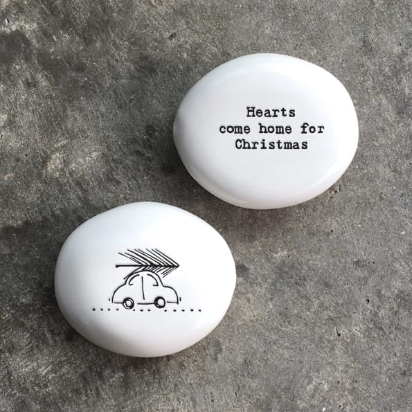 Porcelain Christmas Pebble Hearts Come Home | East of India gift East of India Porcelain Christmas Pebble Keepsake - Hearts Come Home