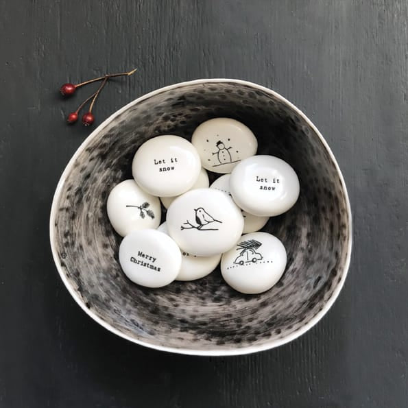 Porcelain Christmas Pebble Hearts Come Home | East of India gift East of India Porcelain Christmas Pebble Keepsake - Hearts Come Home