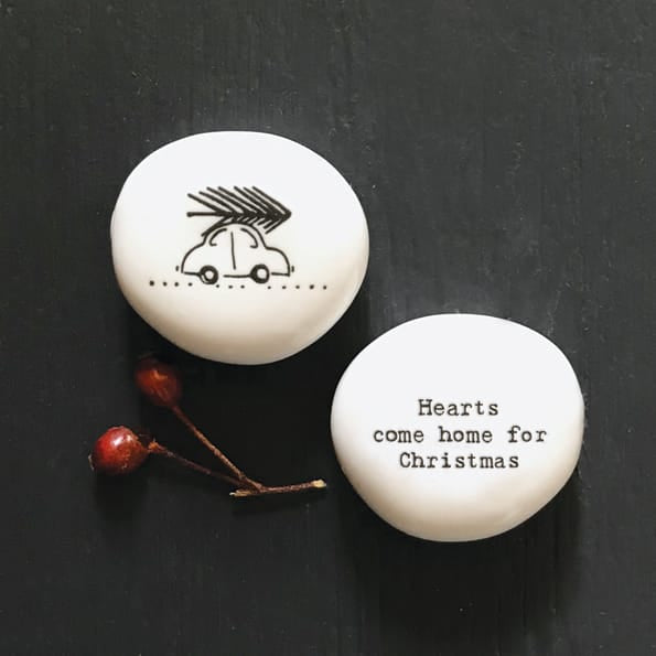Porcelain Christmas Pebble Hearts Come Home | East of India gift East of India Porcelain Christmas Pebble Keepsake - Hearts Come Home