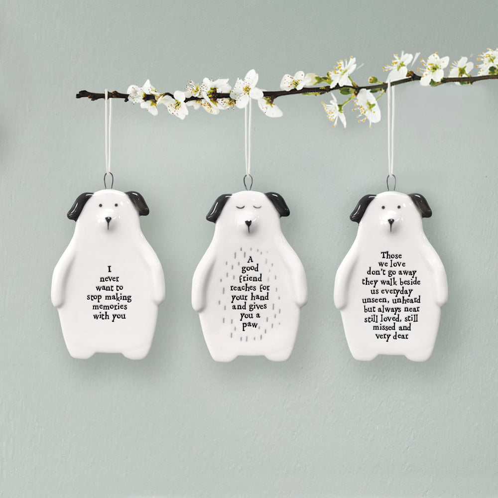 Porcelain Dog Hanger Good Friend Reaches Your Hand | East of India Hanging Decoration East of India Porcelain Dog Hanging Decoration - Good Friend Reaches Your Hand