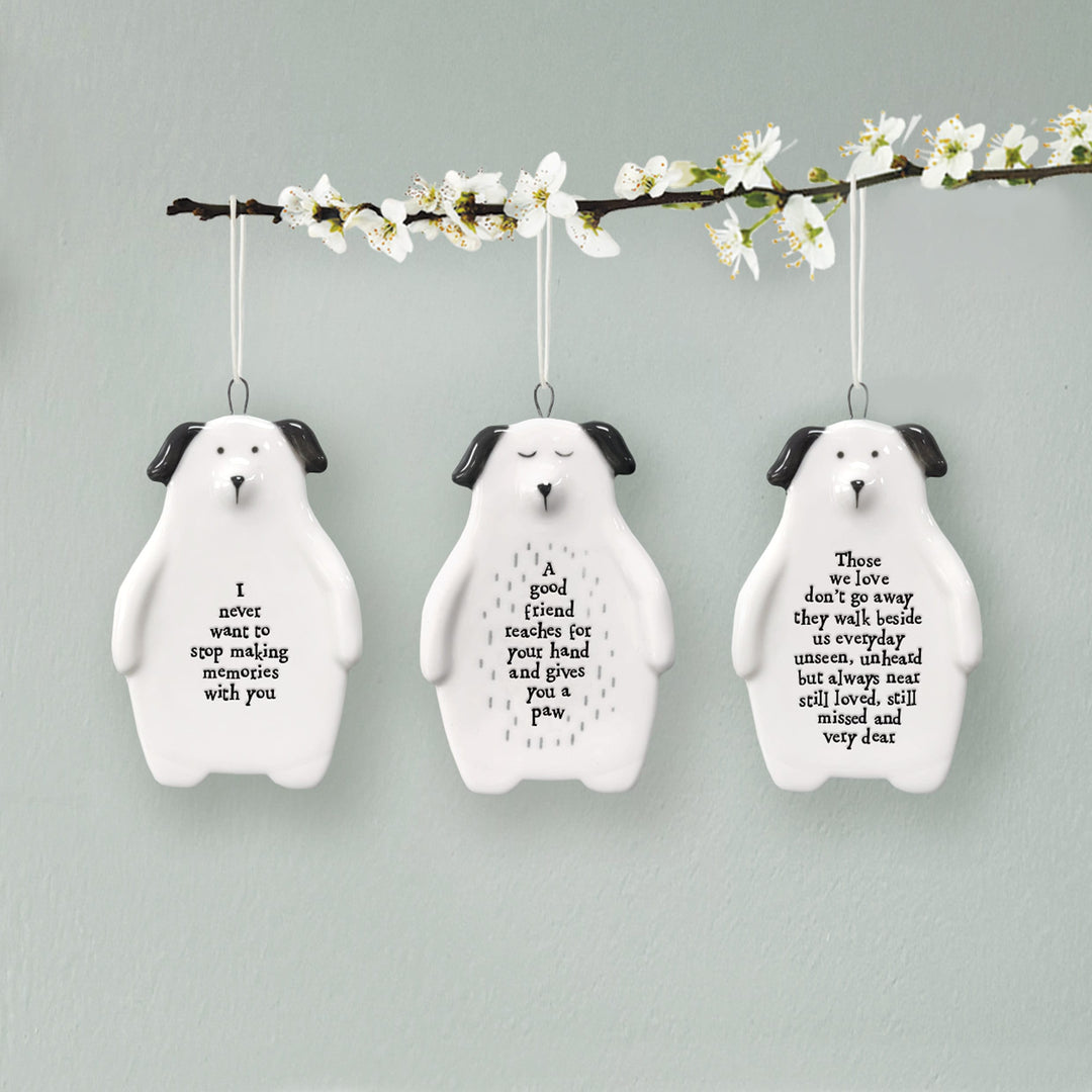 Porcelain Dog Hanger Good Friend Reaches Your Hand | East of India Hanging Decoration East of India Porcelain Dog Hanging Decoration - Good Friend Reaches Your Hand