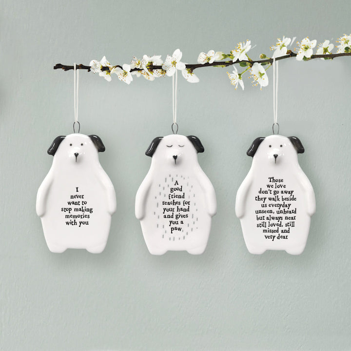 Porcelain Dog Hanger Good Friend Reaches Your Hand | East of India Hanging Decoration East of India Porcelain Dog Hanging Decoration - Good Friend Reaches Your Hand