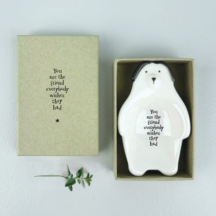 Porcelain Dog Trinket Dish You Are the Friend | East of India dish East of India Porcelain Dog Trinket Dish - You Are the Friend