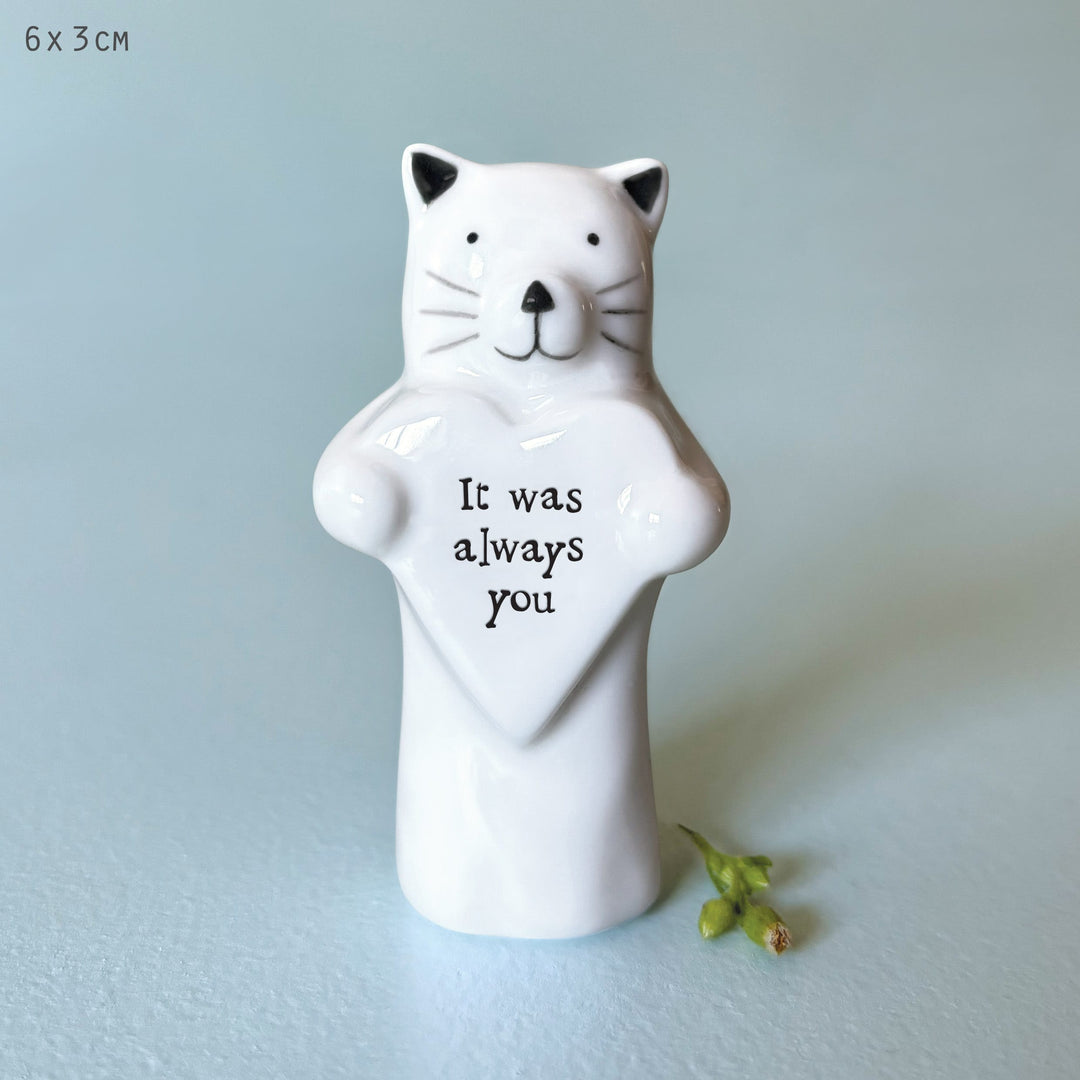 Porcelain Heart Animal Cat Keepsake | East of India ornament East of India Porcelain Heart Animal Keepsake - Cat