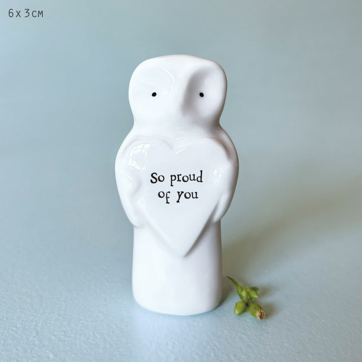 Porcelain Heart Animal Owl Keepsake | East of India ornament East of India Porcelain Heart Animal Keepsake - Owl