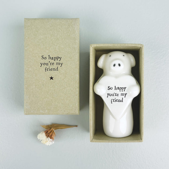 Porcelain Heart Animal Pig Keepsake | East of India ornament East of India Porcelain Heart Animal Keepsake - Pig
