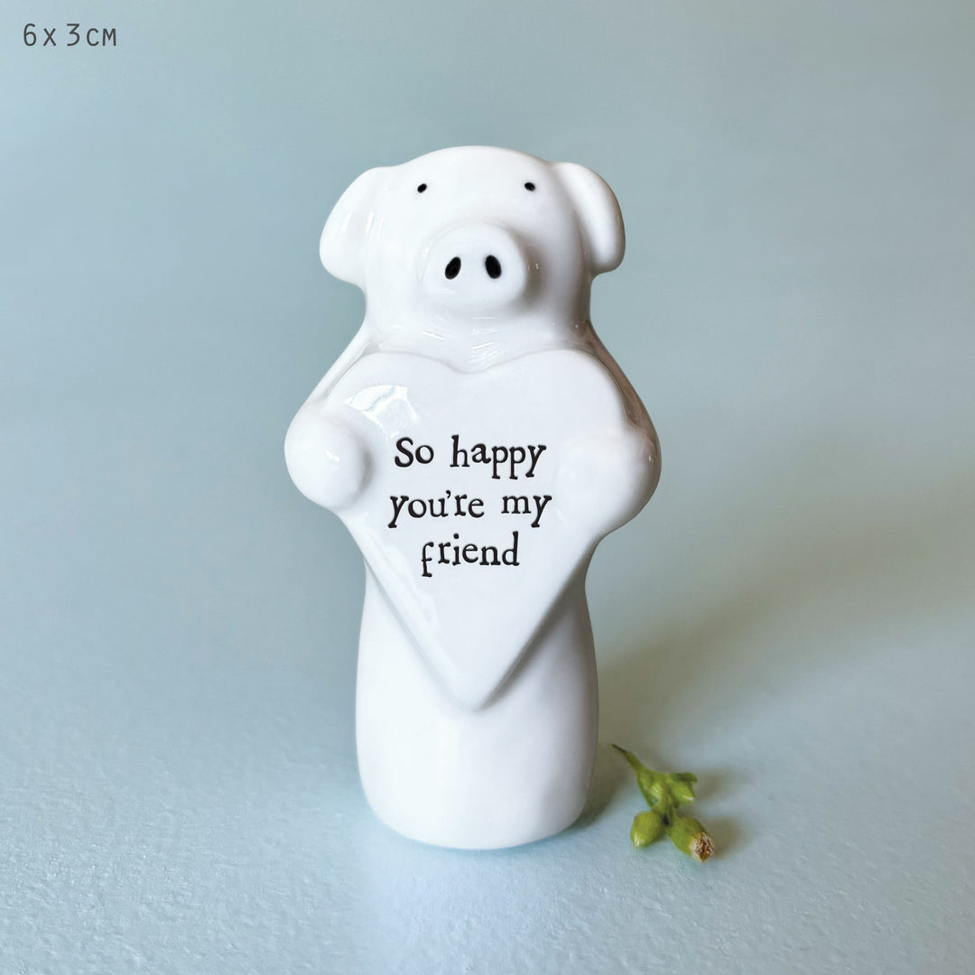Porcelain Heart Animal Pig Keepsake | East of India ornament East of India Porcelain Heart Animal Keepsake - Pig