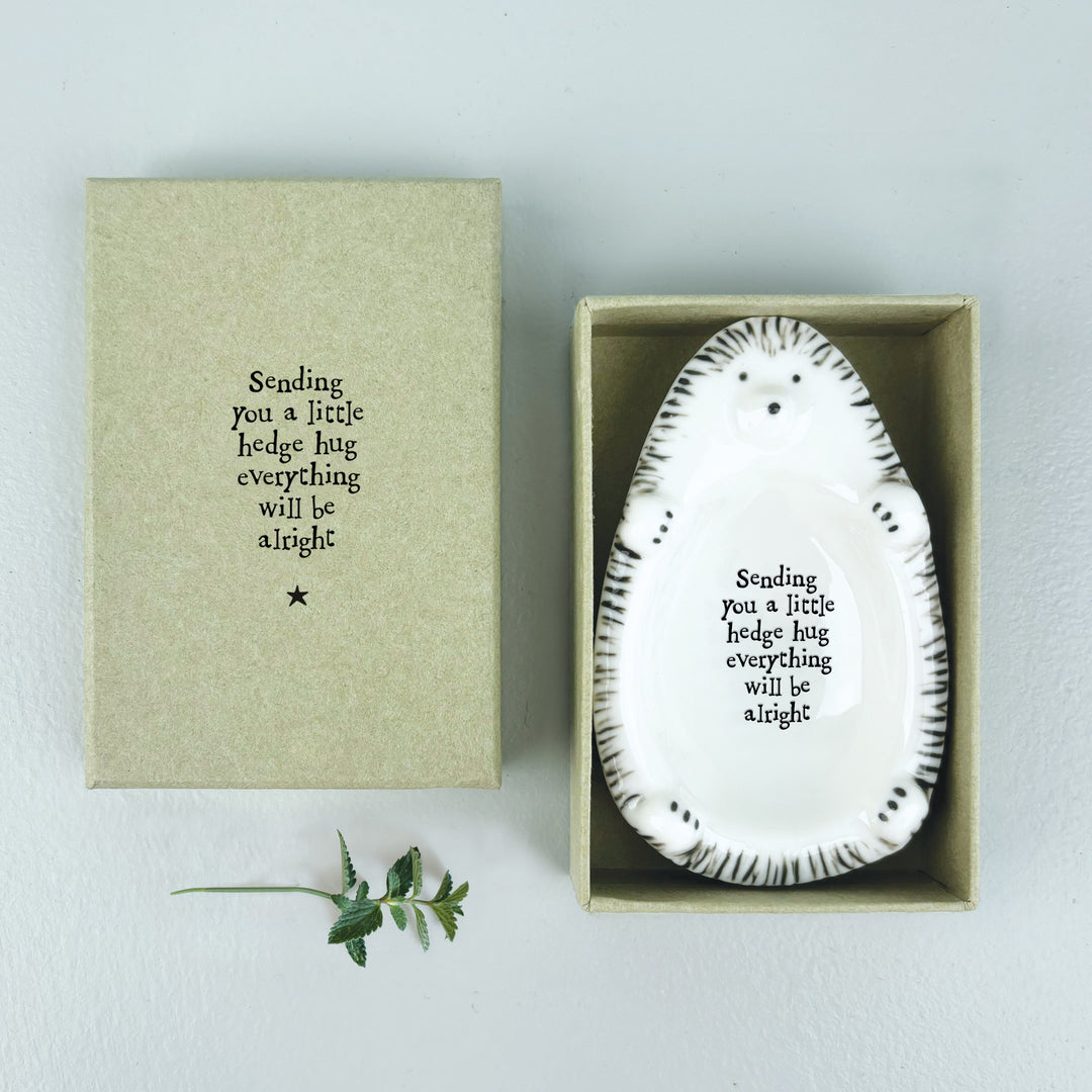 Porcelain Hedgehog Trinket Dish Sending You a Hug | East of India dish East of India Porcelain Hedgehog Trinket Dish - Sending You a Hug