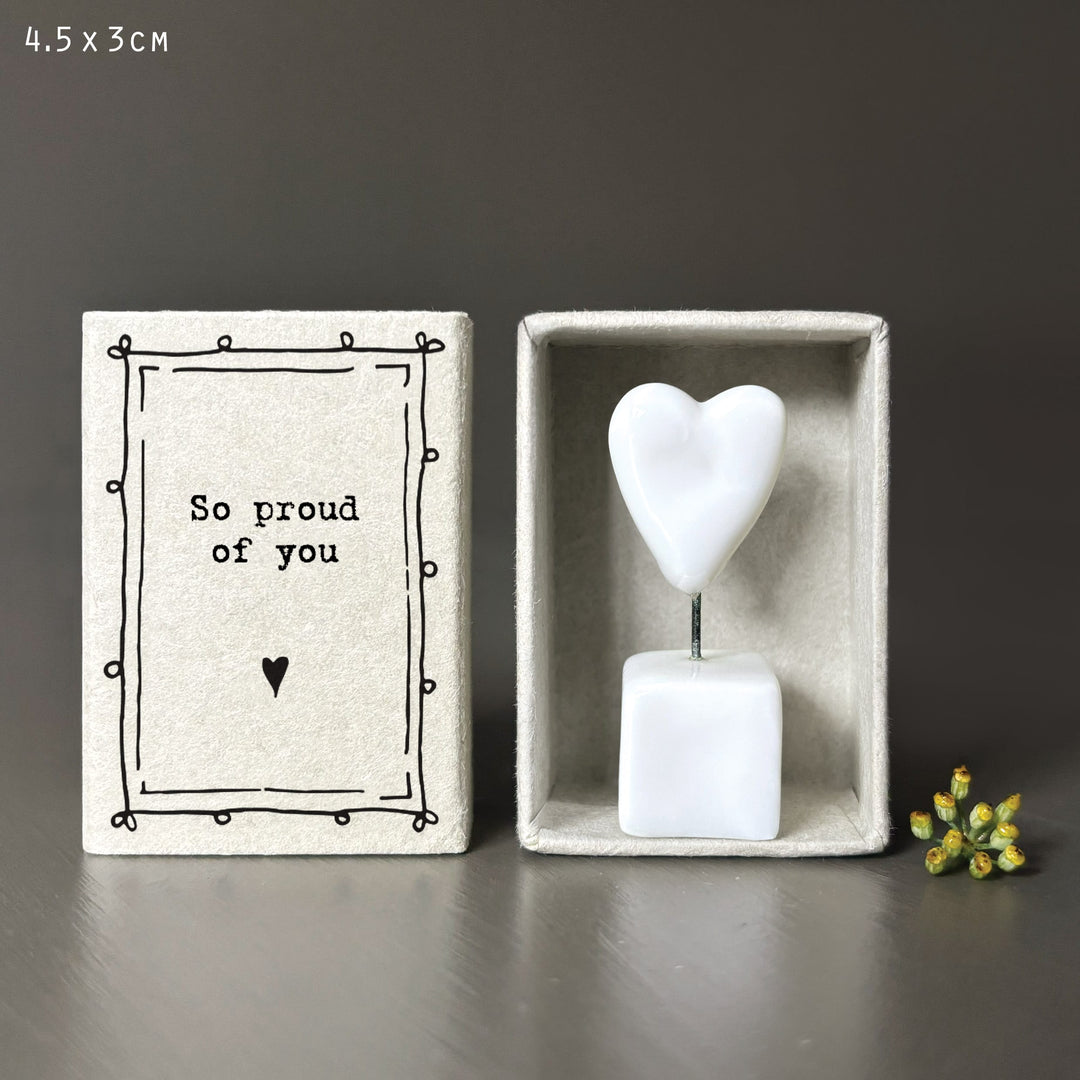 Porcelain Matchbox Heart - So Proud of You Gift ornament East of India Matchbox Heart - So proud of you
