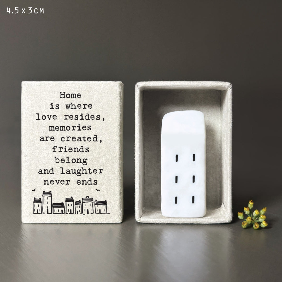 Porcelain Matchbox House - Housewarming Keepsake Gift ornament East of India Matchbox House - Home Is Where Love Resides