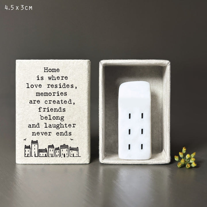 Porcelain Matchbox House - Housewarming Keepsake Gift ornament East of India Matchbox House - Home Is Where Love Resides