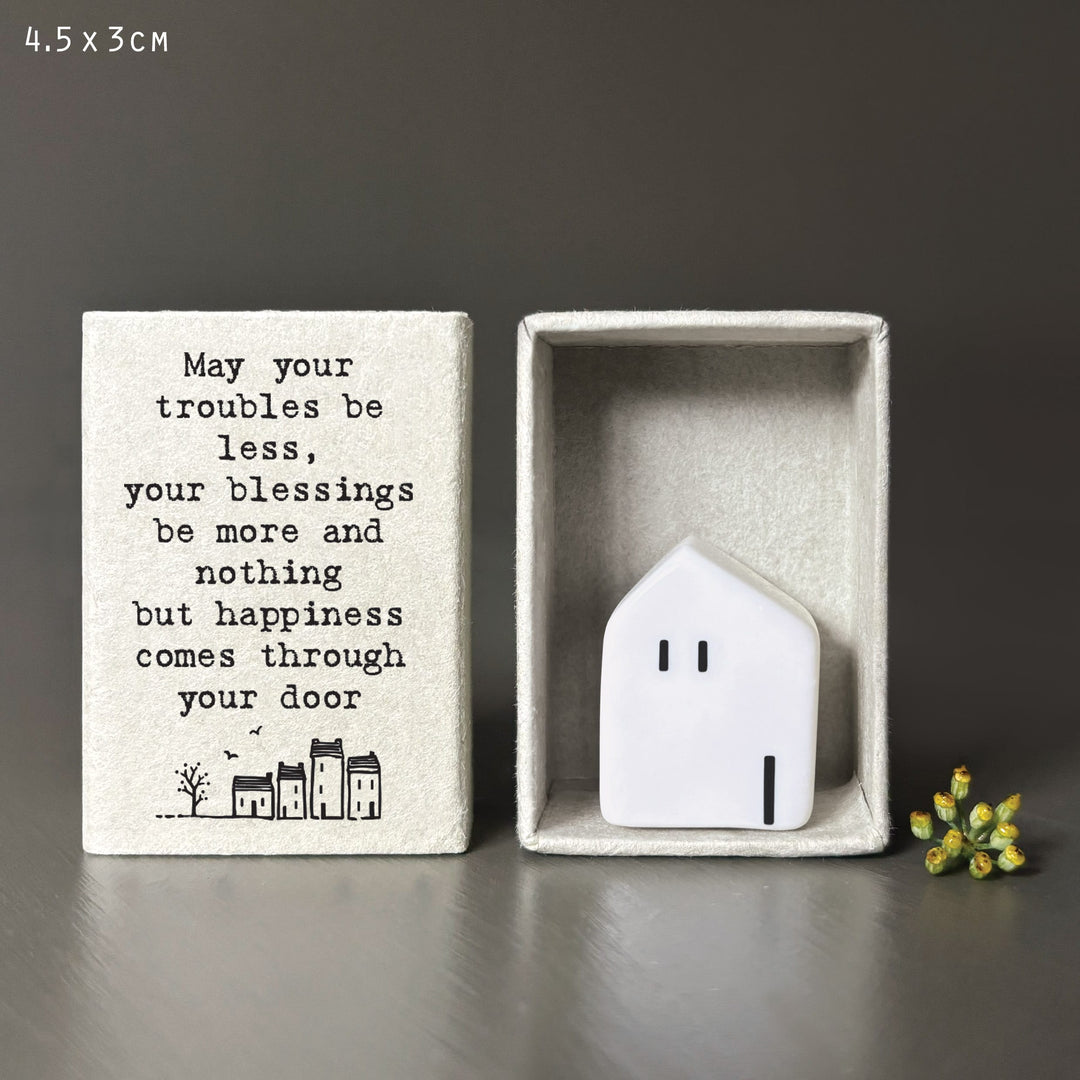 Porcelain Matchbox House - May Your Troubles Be Less ornament East of India Matchbox House - May Your Troubles be Less