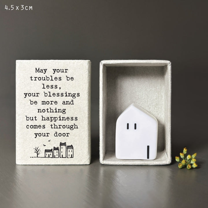 Porcelain Matchbox House - May Your Troubles Be Less ornament East of India Matchbox House - May Your Troubles be Less
