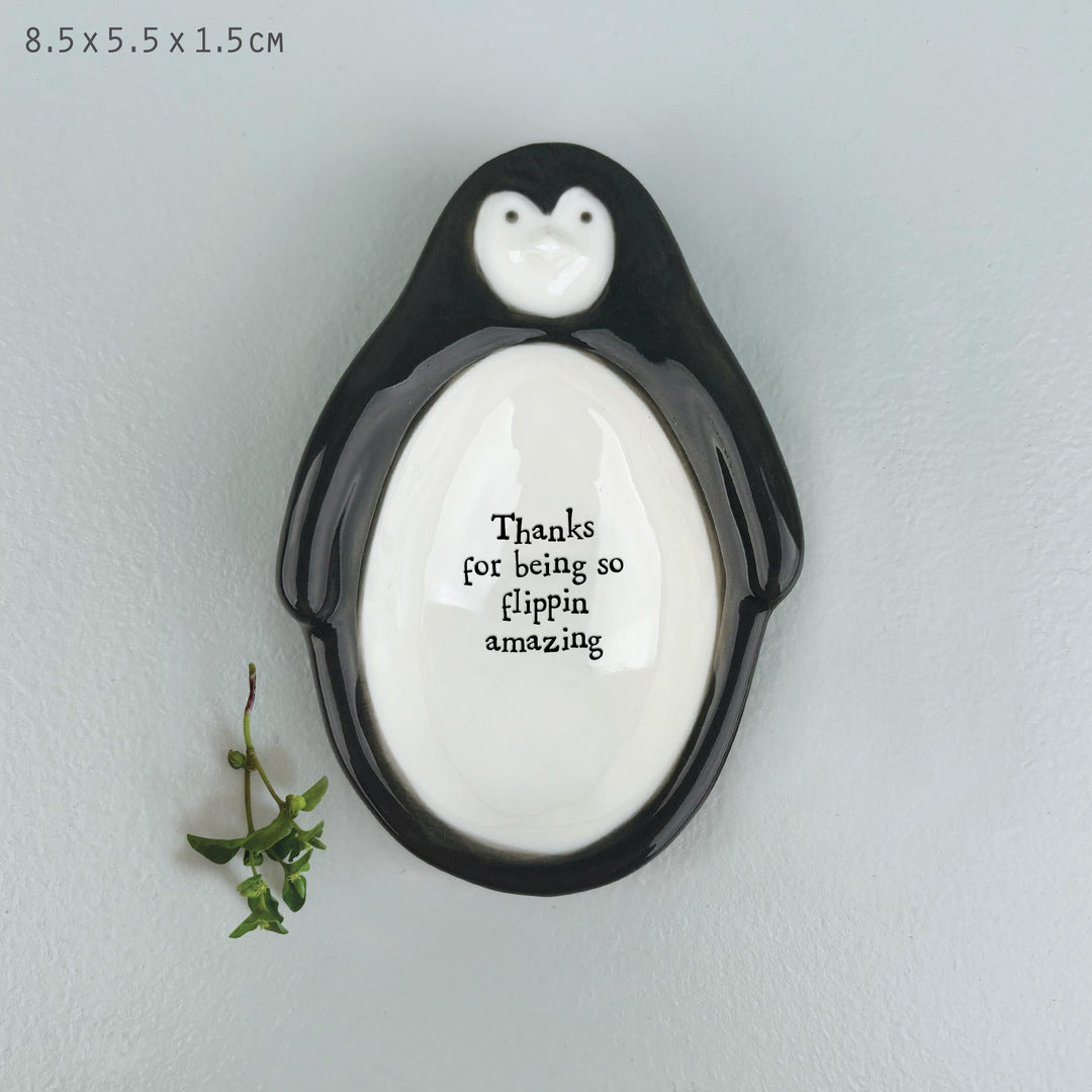 Porcelain Penguin Trinket Dish Flippin Amazing | East of India dish East of India Porcelain Penguin Trinket Dish - Flippin Amazing