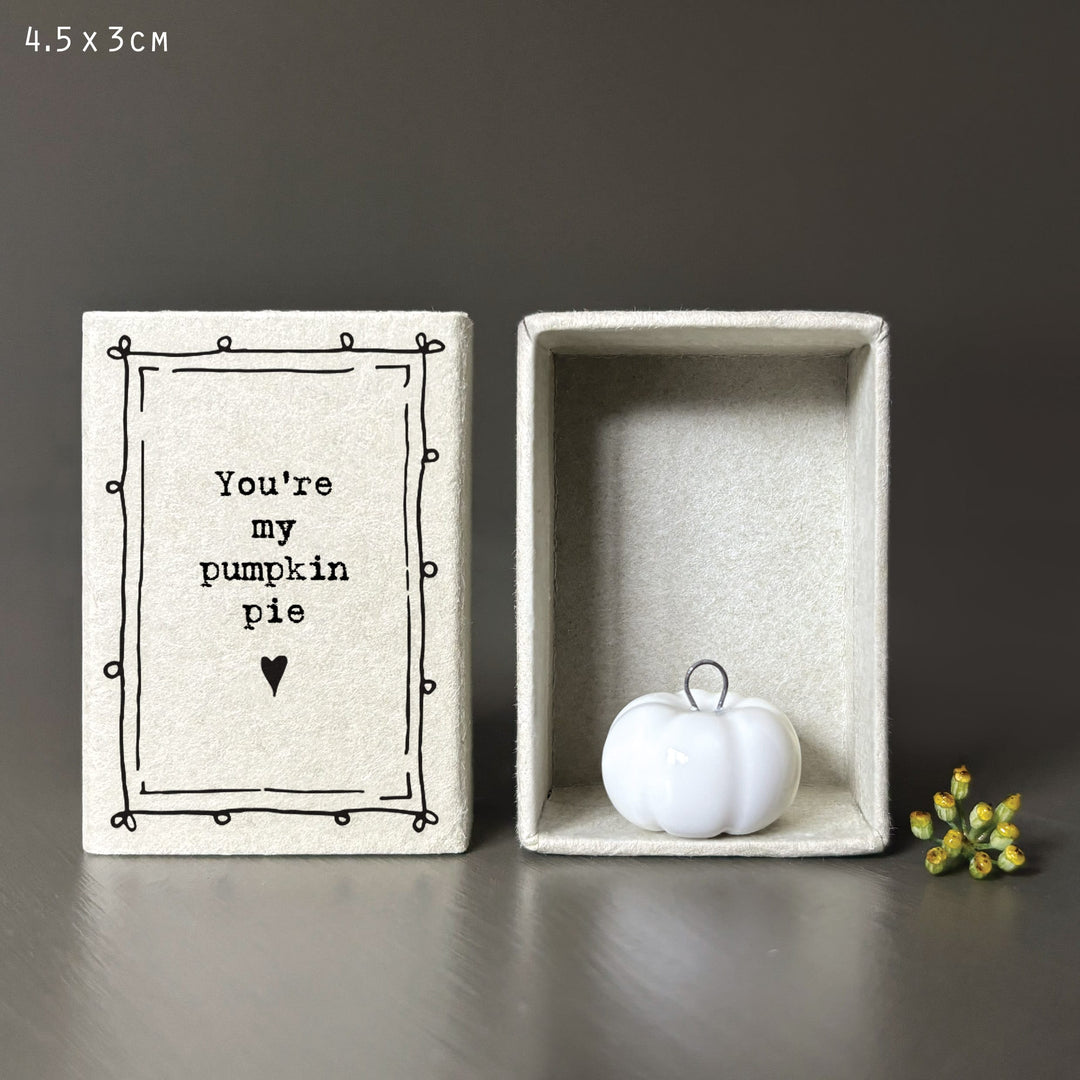 Porcelain Pumpkin Matchbox - Autumn Keepsake Gift Decor East of India Matchbox Pumpkin