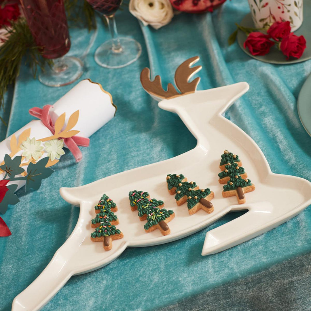 Porcelain Reindeer Christmas Plates x 2 | Meri Meri party plates Porcelain Reindeer Christmas Plates x 2