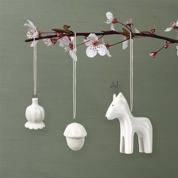 Porcelain Reindeer Christmas Tree Decoration | East of India Hanging Decoration East of India Porcelain Christmas Tree Decoration - Reindeer