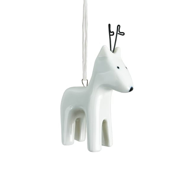 Porcelain Reindeer Christmas Tree Decoration | East of India Hanging Decoration East of India Porcelain Christmas Tree Decoration - Reindeer