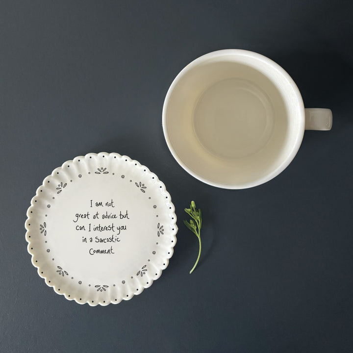 Porcelain Scallop Coaster, I Am Not Great at Advice | East of India coaster East of India Porcelain Scallop Coaster - I Am Not Great at Advice