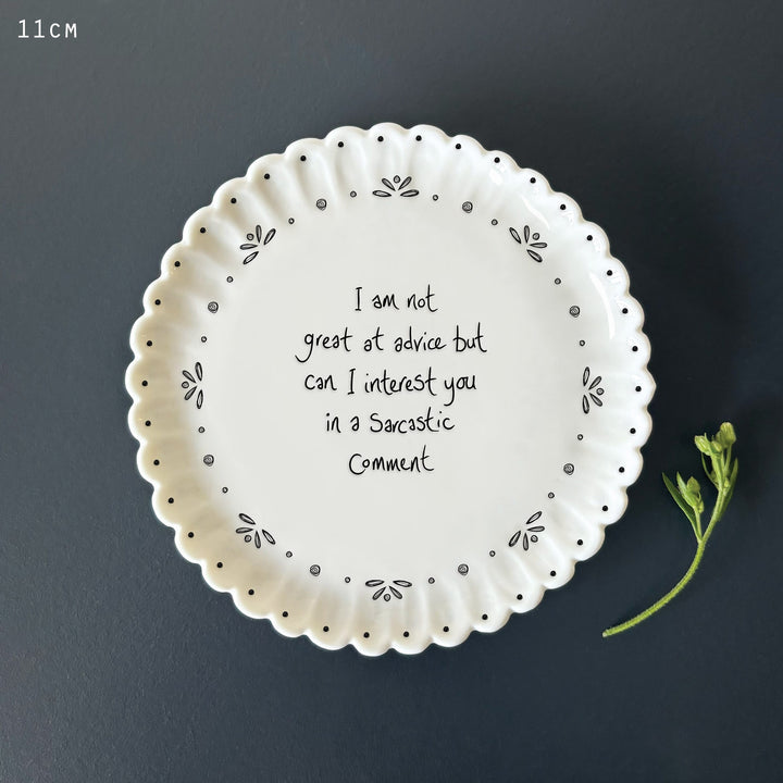Porcelain Scallop Coaster, I Am Not Great at Advice | East of India coaster East of India Porcelain Scallop Coaster - I Am Not Great at Advice