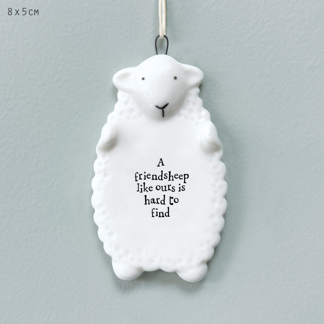 Porcelain Sheep Hanger, Friendsheep Like Ours | East of India Hanging Decoration East of India Porcelain Sheep Hanging Decoration - Friendsheep Like Ours