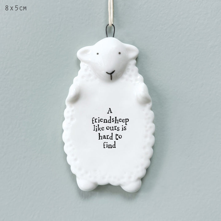 Porcelain Sheep Hanger, Friendsheep Like Ours | East of India Hanging Decoration East of India Porcelain Sheep Hanging Decoration - Friendsheep Like Ours